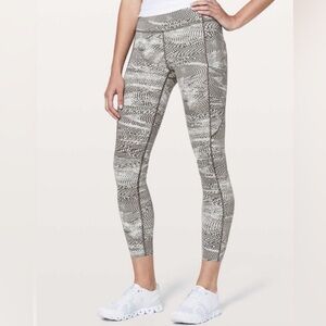 Lululemon Leggings Nulux Fast free 7/8 Tight II Womens 10 Swerve Vapor Met Grey